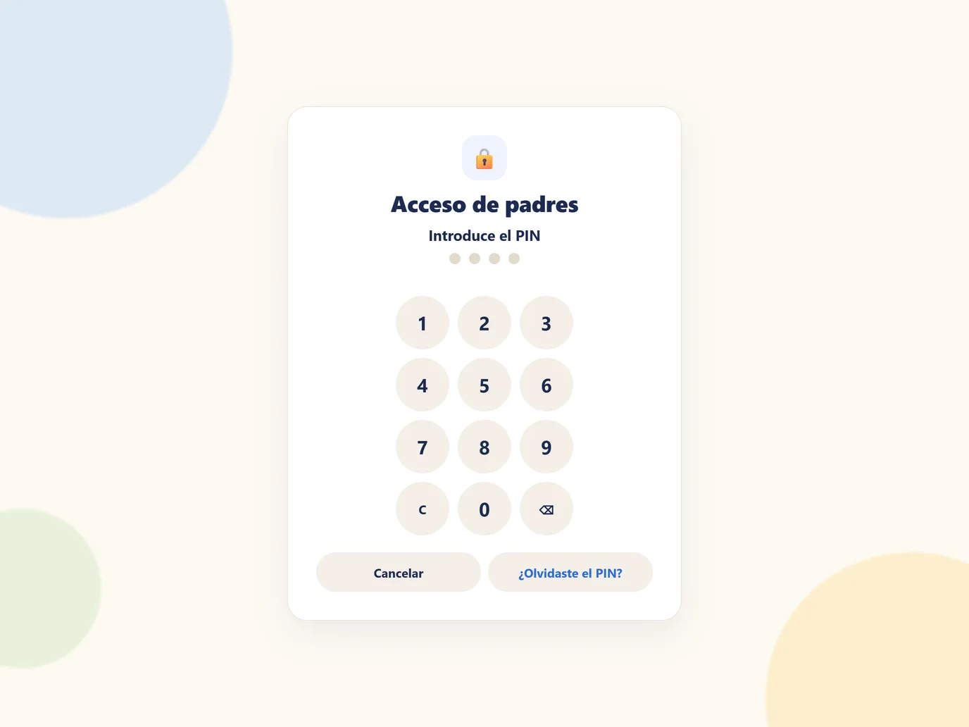 Acceso de padres con PIN / Parent access with PIN